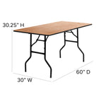 Flash Furniture – Table pliante rectangulaire de 60 pouces avec dessus à revêtement au fini transparent (YTWTFT30X60TBL)-Pattes en forme de Y revêtues en poudre noire