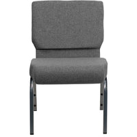 Flash Furniture – Chaise d’église empilable Hercules très large de 21 po, siège de 3,75 po d’épaisseur, structure argentée, gris-Chaise d'église multi-usages