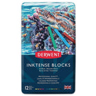 Derwent Bâtonnets d’encre Inktense, boîte métallique - paquet de 12-Leur forme en bâtonnets épais les rend extrêmement polyvalents ; idéaux pour les paysages libres et expressifs et les natures mortes vibrantes.
