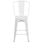 Flash Furniture - Tabouret de bar 24 po, métal blanc, intérieur/extérieur, hauteur de comptoir (CH3132024GBWH)-Tabouret de comptoir style Bistro