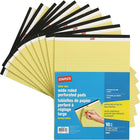 StaplesMD – Blocs de papier jaune perforé de format lettre à réglage large, 50 feuilles, paq./10-Bloc-notes format lettre papier jaune avec large réglure