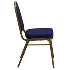 Flash Furniture – Chaise banquet empilable à dossier trapèze, siège 2,5 po, doré avec tissu bleu marine (FDBHF1AG0849)-S'empile jusqu'à 10 chaises de hauteur