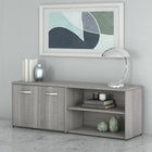 Bush Business Furniture - Armoire de rangement basse avec portes et tablettes Studio C - gris platine-Les portes d'armoire dissimulent l'equipement et les fournitures que vous voulez garder à l'abri des regards?; les tablettes sont parfaites pour les livres et le materiel frequemment utilise