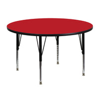 Flash Furniture – Table d’activités ronde, 48 po, dessus stratifié haute pression 1,25 po, pattes préscolaires réglables, rouge-Stratifié, rouge