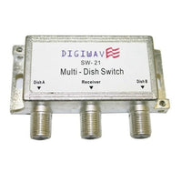 Digiwave – Multicommutateur pour antenne parabolique DGSSW21 (2 entrées, 1 sortie), 0,8 x 2,1 x 2,8 po, argenté-Le multicommutateur SW-21 pour antenne Dishnet permet de recevoir des signaux de différents satellites