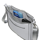 Nicci - Sac à bandoulière zippé de taille moyenne avec sangle web - Gris-Poche intérieure zippée et poche pour téléphone portable