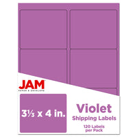 JAM Paper - Étiquettes d'adresse d'expédition - Grandes - 3 1/3 po x 4 po - violet - Paquet de 120-Emballage anglais seulement