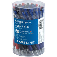 Baseline - Stylos à bille avec clic latéral et prise confortable - assorti - paquet de 50-Stylo à bille clic rétractable, barillet transparent avec prise