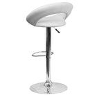 Flash Furniture – Tabouret de bar contemporain à hauteur réglable, dossier incurvé, vinyle blanc, pied chromé (DS811WH)-Mousse ignifuge CA117