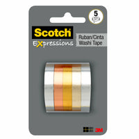 Scotch - Ruban washi Expressions, 0,59 po x 393 po, 5 rouleaux/paquet (C1017-5-P1)-Ruban Washi
