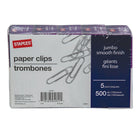 Staples - Trombones géants, antidérapants, paquet de 500-Fini nickelé résistant à la rouille et à la corrosion