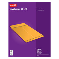 Staples - Enveloppes Kraft pour catalogues, 10 po x 13 po, bte/250, avec colle-10 po x 13 po