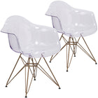 Chaise auxiliaire transparente Allure avec base dorée-Ensemble de 2 chaises d'appoint auxiliaires