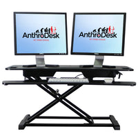 AnthroDesk - Élévateur de bureau ajustable extra large - noir-Doté d’un grand plateau pour moniteur et un plateau inférieur pour clavier pour une meilleure ergonomie