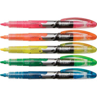 Staples – Surligneurs à encre liquide genre stylo, pointe biseautée, couleurs variées, paquet de 5-Pour des traits vifs