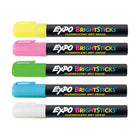 Expo − Marqueurs à effacement humide fluorescents de couleurs vives − pointe conique − couleurs variées − paquet de 5-Pointe conique