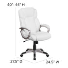 Flash Furniture - Fauteuil de bureau de luxe à dossier mi-dos, similicuir blanc (GO2236MWH)-Le siège en cascade favorise une bonne circulation sanguine
