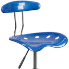 Flash Furniture – Tabouret de dessinateur éclatant avec siège tracteur, bleu vif-Réglage pneumatique de la hauteur du siège