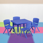 Flash Furniture – Ensemble avec table d’activités carrée réglable de 24 po et 4 chaises d’école empilables, bleu-L'ensemble comprend: Table carrée et 4 chaises empilables