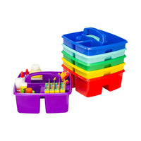 Storex petit caddy - couleurs assorties - paquet de 6-caddie divisé avec 1 et 2 petits compartiments