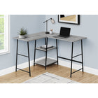 Monarch Specialties - 7591 Bureau 48 po L - Dessus Gris De Coin/Metal Noir-Bureau en coin rectangulaire solide et 2 étagères de 2 tailles différentes avec finition stratifiée faux bois gris