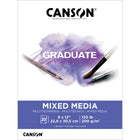 Canson - Bloc media mixte Graduate - 9 po L x 12 po H - couverture rabattable - 20 feuilles - (C31250P042)-Un papier durable de poids moyen conçu pour resister à la combinaison de supports humides et secs pour la pratique artistique et l'etude des cours d'art