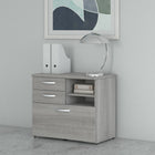 Bush Business Furniture - Armoire de bureau avec tiroirs et tablettes Studio C - gris platine-Le tiroir classeur verrouillable s'ouvre tout en douceur sur des coulisses à roulement à billes pleine extension pour faciliter l'acces aux documents de format lettre, legal, et A4