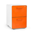 Poppin - Classeur Stow à 2 tiroirs, blanc + orange avec patins ou roulettes-Classeur à 2 tiroirs Stow - pour lettre et légal