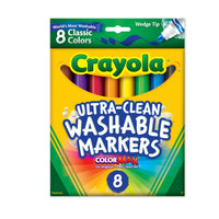 Crayola - Marqueurs lavables Ultra-Clean − Pointe biseautée − Couleurs assorties − Paquet de 8-Enjolivez œuvres d’art, travaux scolaires et autres projets créatifs en y ajoutant des couleurs vives et éclatantes