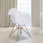 Chaise auxiliaire transparente Allure avec base dorée-Patins glisseurs ajustables