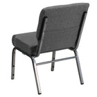 Flash Furniture – Chaise d’église empilable Hercules très large de 21 po, siège de 3,75 po d’épaisseur, structure argentée, gris-Pochette à dossier pour le rangement de livres