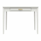 Mr, Kate - Bureau Stella - 100,6cm L x 77,2cm H x 50cm P - Blanc-Doté d'une façade de tiroir encadrée décorative, d'une poignée de tiroir glamour en plumes dorées et de pieds fuselés