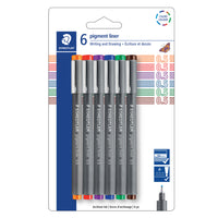 Staedtler - Feutres pigmentes, couleurs assorties, paquet de 6-Feutre pour l‘ecriture, l‘esquisse et le dessin