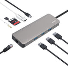 JCPal-Hub USB-C USB-C 9 ports, USB-C vers HDMI, USB-C PD, 3 x USB3.1, Ethernet, lecteur des cartes SD et microSD-Entrée d'alimentation USB-C PD pour charger votre ordinateur portable