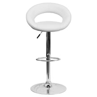 Flash Furniture – Tabouret de bar contemporain à hauteur réglable, dossier incurvé, vinyle blanc, pied chromé (DS811WH)-Tabouret de style contemporain