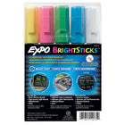 Expo − Marqueurs à effacement humide fluorescents de couleurs vives − pointe conique − couleurs variées − paquet de 5-Marqueurs à effacement humide