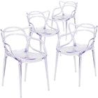 Flash Furniture - Chaise auxiliaire empilable transparente de la série Nesting-Ensemble de 4 chaises d'appoint empilables