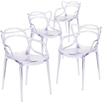 Flash Furniture - Chaise auxiliaire empilable transparente de la série Nesting-Ensemble de 4 chaises d'appoint empilables