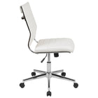 Flash Furniture Chaise De Bureau Pivotante Exécutive Sans Bras Leathersoft-Blanc (BT20595MNAWH)-Conception à mi-dossier avec barre de cintre au dos