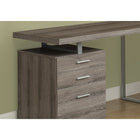 Monarch Specialties - 7326 Bureau 48 po L - Taupe Fonce Orientation Gauche Ou Droite-Restez organisé grâce aux tiroirs de rangement fermés et au tiroir classeur pratique avec barres de suspension, idéal pour ranger les documents importants et les articles de bureau.