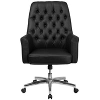 Flash Furniture – Fauteuil de direction traditionnel à pivot, dossier mi-hauteur, avec accoudoirs, noir (BT444MIDBK)-Chaise de bureau traditionnelle