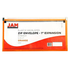 Jam Paper Enveloppe de plastique de style livret à fermeture à glissière, no 10 (5 x 10 po), orange, 12/paquet-5