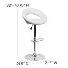 Flash Furniture – Tabouret de bar contemporain à hauteur réglable, dossier incurvé, vinyle blanc, pied chromé (DS811WH)-8