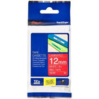 Brother – Ruban 12 mm pour P-Touch, 8m, blanc sur rouge, TZE435-Noir sur rouge