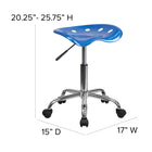 Flash Furniture – Tabouret tracteur vibrant, bleu vif-Base chromée résistante à toute épreuve