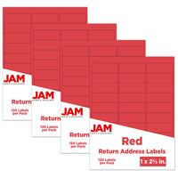JAM Paper Étiquettes postales, 2 5/8 x 1 po, papier kraft rouge, 30 par page, 480 par paquet-Rouge