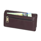 Roots - Portefeuille de poche pour femme - Prune-2 poches à soufflet avec séparateur central à fermeture éclair