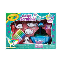 Crayola - Compagnons marins Scribble Scrubbie - Lagune-Compagnons Marins Scribble Scrubbie : Contient une baignoire lagune bleue, 4 nouvelles figurines d'animaux, 6 marqueurs lavables et une brosse