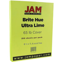 JAM Paper Papier couverture cartonné recyclé Brite Hue lisse, 8 1/2 x 11 po, vert lime intense, 250 feuilles/rame-Vert lime intense