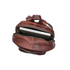 Tolredo Cronos Leather Backpack Bag - Brown-Unique : fermeture éclair incurvée pour assurer un accès largement ouvert
